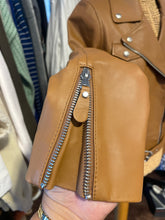 Load image into Gallery viewer, Paige almond Leather motorcycle style Metal Hardware Jacket, Size Small
