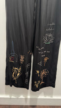 Load image into Gallery viewer, Johnny Was Calme Black Silk Blend embroidered zen Wide Leg Pant
