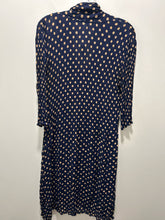 Load image into Gallery viewer, Alquema Navy &amp; beige Microfiber Polka Dot button down sheer Dress, Size 2=Medium
