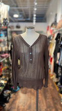 Load image into Gallery viewer, Erica Tanov Cocoa Cotton Woven half button Top

