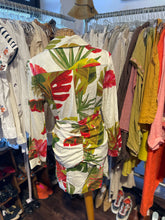Load image into Gallery viewer, FARM Rio White &amp; Green Linen Blend Leaves Longsleeve button down Dress, Size M
