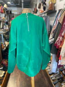 Marques'Almeida Green Wool Blend solid Half zip oversized Jacket/Top, Size S