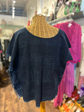 Load image into Gallery viewer, Mira Blackman Dark Wash Blend raw hem Boxy Top
