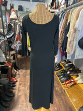 Load image into Gallery viewer, Celine Black Viscose blend Knot v neck Dress, Gently worn, Size 42
