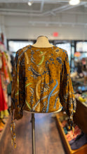 Load image into Gallery viewer, cara cara Brown &amp; Blue Viscose &amp; Cotton Flowers Longsleeve Top, Size M

