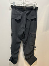 Load image into Gallery viewer, Cop Copine dark grey Poly Blend zippers scrunch tie detail stretch waist Pant, Size 38

