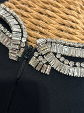 Load image into Gallery viewer, The Row Black Viscose blend rhinestone collar Maxi Gently Worn Dress
