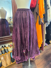 Load image into Gallery viewer, Anett Rostel Eggplant Silk sheer Elastic Waist high low Skirt, Size 36
