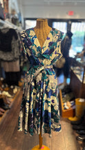 Load image into Gallery viewer, Samantha Sung purple &amp; teal Cotton Blend Floral Belted Sleeveless Dress, Gently Worn, Size 12
