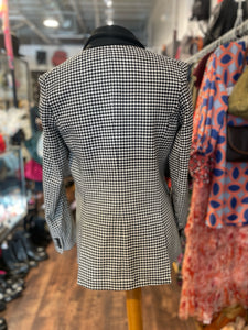 Veronica Beard Black & White Wool Houndstooth removable collar Blazer, Size 6