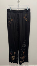 Load image into Gallery viewer, Johnny Was Calme Black Silk Blend embroidered zen Wide Leg Pant
