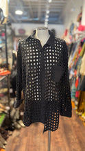 Load image into Gallery viewer, Solid &amp; Stripe Black Cotton eyelet Longsleeve Buttons Top
