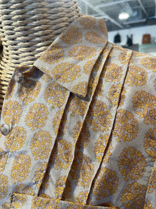 Hazel Brown Gold & Yellow Silk Floral Top CURRENT, Size M