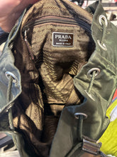Load image into Gallery viewer, Prada Army Green Logo Size Small backpack Purse
