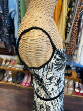 Load image into Gallery viewer, DVF Black &amp; White Silk velvet burn-out Tank tiered Dress
