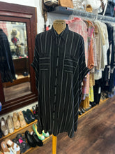 Load image into Gallery viewer, RUTI Black &amp; White striped button down belt detail Dress
