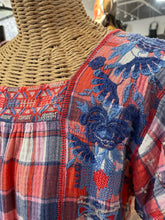 Load image into Gallery viewer, Johnny Was Workshop orange, blue, white Cotton Blend floral embroidery Top, Size L
