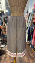 Load image into Gallery viewer, Johnny Was Brown &amp; White Silk Zig Zag red embroidery Skirt, Size XS
