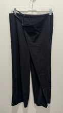 Load image into Gallery viewer, Cop Copine Black Poly wide leg asymmetrical  layering strap accent Pant, Size 36
