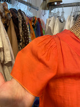 Load image into Gallery viewer, Stella McCartney Orange Silk/Cotton neck tie Short sleeve Top, Size 6

