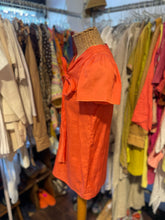 Load image into Gallery viewer, Stella McCartney Orange Silk/Cotton neck tie Short sleeve Top, Size 6
