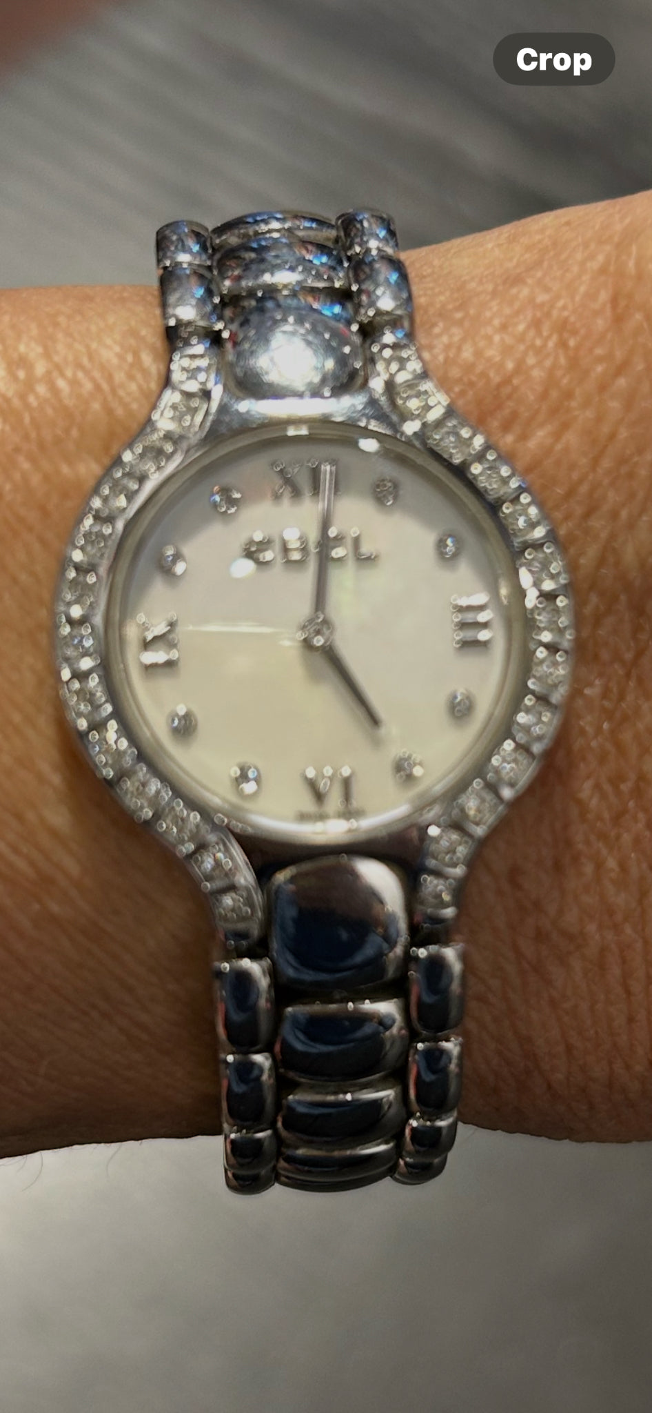 Ebel Silver W/Diamonds Watch, Paperwork incl