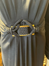 Load image into Gallery viewer, GUCCI Black Viscose blend braided buckle Long sleeve Dress W/Gold hardware, As Is needs cleaning,Size M
