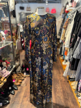 Load image into Gallery viewer, Veronica Beard black &amp; multi Silk Blend Floral Maxi longsleeve Dress
