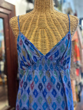 Load image into Gallery viewer, Matta Blue multi Cotton &amp; Silk Babydoll tank Dress
