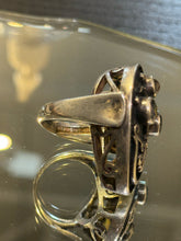 Load image into Gallery viewer, Silver Sterling semi precious stone "Mask" Ring, Size 8

