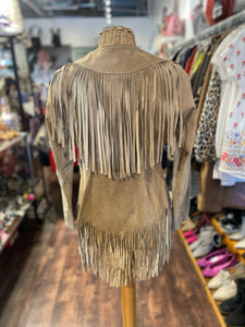 Reformation Tan Leather tassel button down Jacket, Size XS