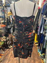 Load image into Gallery viewer, Dolce &amp; Gabbana Black and Red Silk Floral bustier back zipper Dress, AS IS-needs cleaning + minor repair, Size 44
