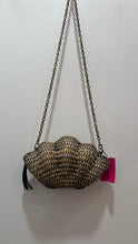 Load image into Gallery viewer, Kayu Cream &amp; Black Raffia Shell Crossbody Purse
