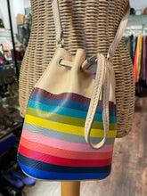Load image into Gallery viewer, Tory Burch Tan &amp; multi Leather Stripe Small crossbody Purse
