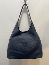 Load image into Gallery viewer, Prada Navy Leather Embossed Hobo Purse, Duster &amp; Cards incl.
