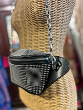Load image into Gallery viewer, Alexander McQueen Black &amp; silver Leather Studded chain link Purse
