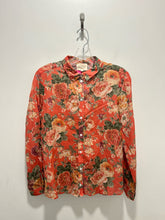 Load image into Gallery viewer, SEZANE orange &amp; green 100% cotton Floral Button up Top, Size 36
