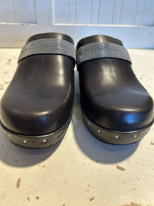 Brunello Cuccinelli Black Leather with detail clogs, Size 39.5  Gently Worn