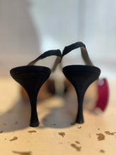 Load image into Gallery viewer, Manolo Blahnik Black W/embroidery detail sling back pointy toe Shoe, Size 39
