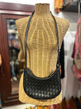 Load image into Gallery viewer, Bembien Black Leather Woven Size Mini crossbody Purse
