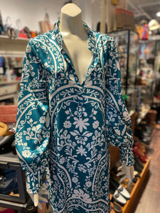 Andres Otalora seafoam Blend Floral Longsleeve maxi Dress