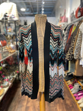 Load image into Gallery viewer, Missoni black &amp; multi Merino Wool Chevron Open front AS IS pulls Layering, Size 6 Top
