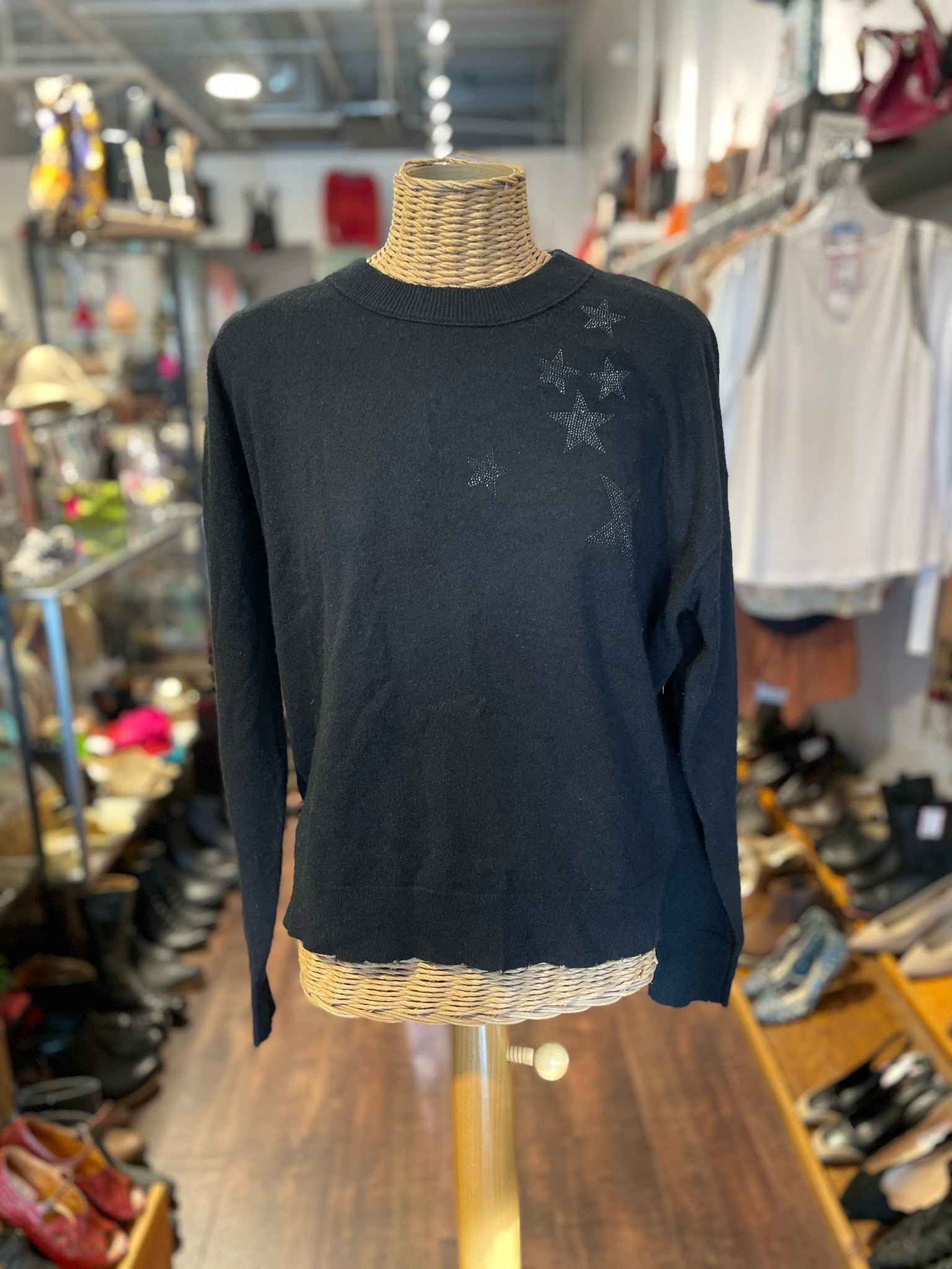 zadig & voltaire Black Wool & cashmere Stars Sweater, Size M