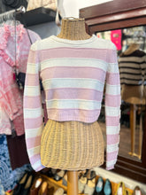 Load image into Gallery viewer, Solid &amp; Striped Pink &amp; Brown Wool &amp; cashmere Stripe Cropped Sweater, Size M
