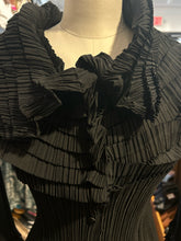 Load image into Gallery viewer, Issey Miyake Black Polyester pleated Longsleeve open neck Top, Size 3=L

