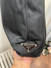 Load image into Gallery viewer, Prada Black Nylon tessuto Size large tote side traingle Purse
