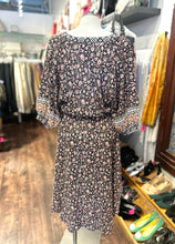 Load image into Gallery viewer, XIRENA Black &amp; Pink Cotton Floral Drawstring waist Dress
