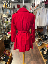 Load image into Gallery viewer, London Fog Red Poly Button Up Trench, Size S

