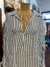 Load image into Gallery viewer, CP Shades Blue &amp; White Linen Stripe Tunic style Top
