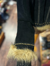 Load image into Gallery viewer, BeBe Black &amp; Tan Leather stud accents Faux fur Y2K Jacket, Size M
